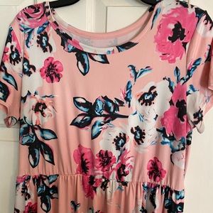 Beautiful floral short sleeved floor length dress